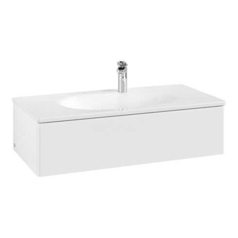 V&B Meuble sous-lavabo Éclairage tiroir Antao 98,8x25,6x49,3cm, sans façade, blanc mat Lac
