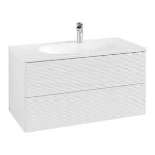 V&B Meuble sous-lavabo Éclairage tiroir Antao 98,8x50,4x49,6cm, avec façade, blanc brillant Lac