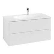 V&B Meuble sous-lavabo Éclairage tiroir Antao 98,8x50,4x49,6cm, avec façade, blanc brillant Lac