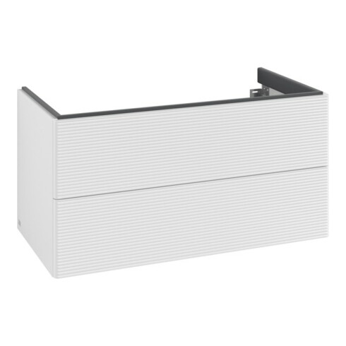V&B Meuble sous-lavabo Éclairage tiroir Antao 98,8x50,4x49,6cm, avec façade, blanc brillant Lac