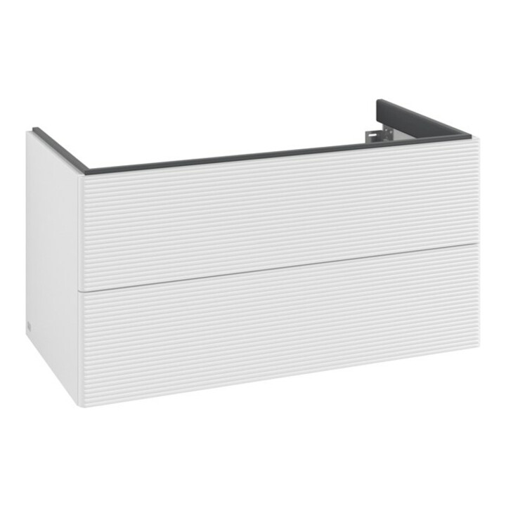 V&B Meuble sous-lavabo Éclairage tiroir Antao 98,8x50,4x49,6cm, avec façade, blanc brillant Lac
