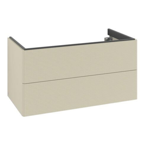 V&B Meuble sous lavabo Éclairage tiroir Antao 98,8x50,4x49,6cm, avec façade, gris mat, avec laque