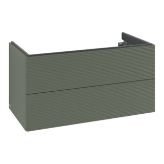 V&B Meuble sous lavabo Éclairage tiroir Antao 98,8x50,4x49,6cm, frêne, vert feuille, laqué