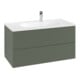 V&B Meuble sous lavabo Éclairage tiroir Antao 98,8x50,4x49,6cm, frêne, vert feuille, laqué-4