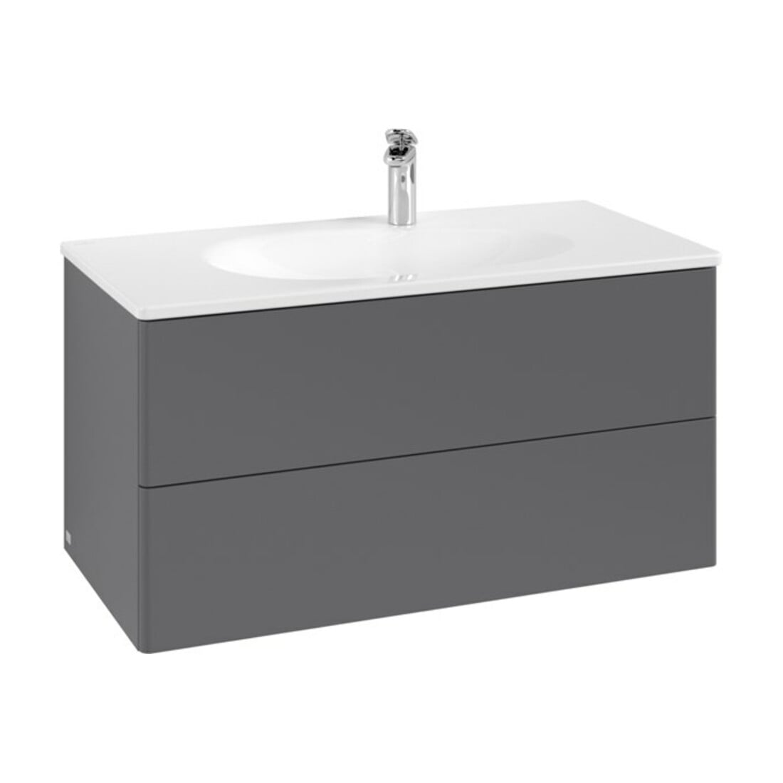 V&B Meuble sous-lavabo Éclairage tiroir Antao 98,8x50,4x49,6cm, sans fr., Anthracite avec laque