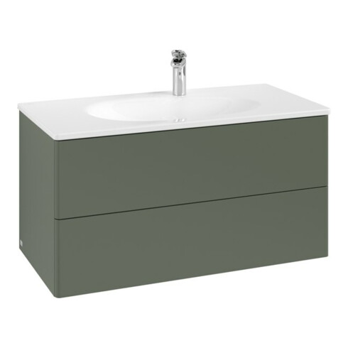 V&B Meuble sous lavabo Éclairage tiroir Antao 98,8x50,4x49,6cm, sans fr., vert feuille m Lac