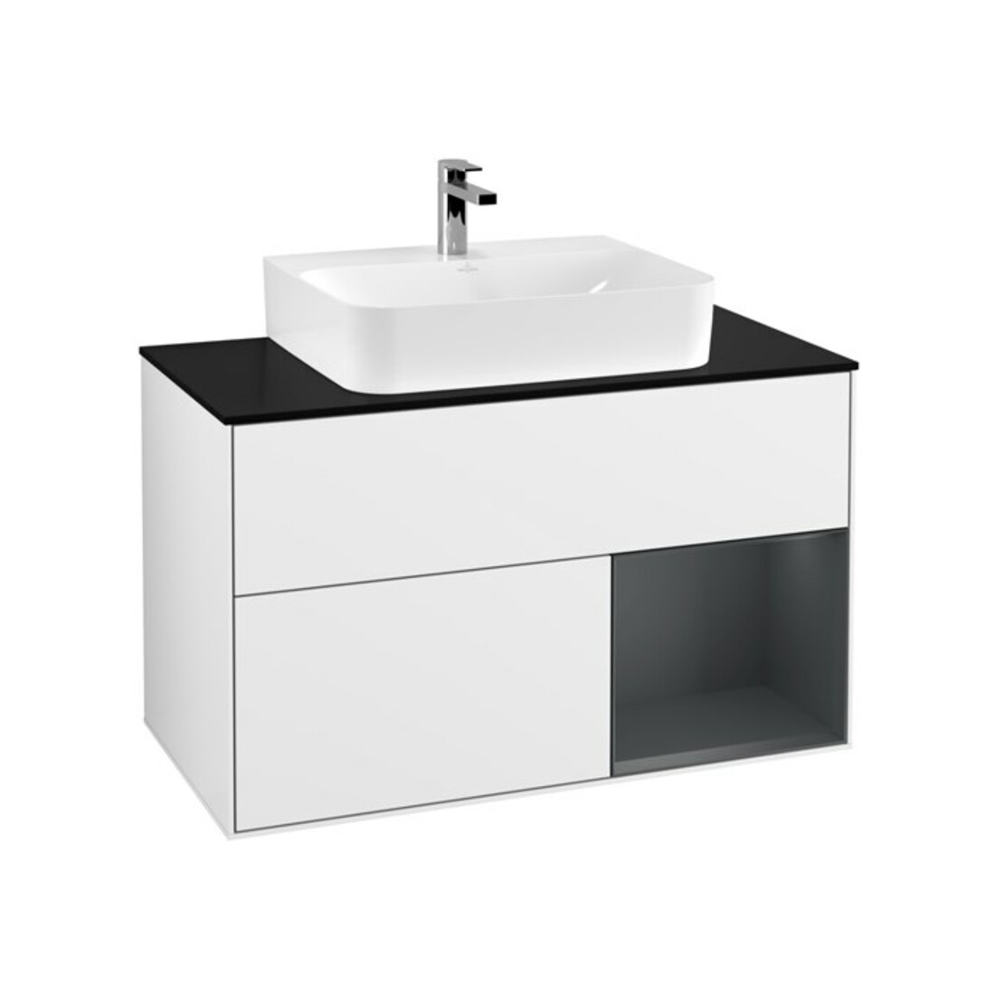V&B Meuble sous lavabo Finion 100, blanc brillant La, Pl b m, Rg r md b m