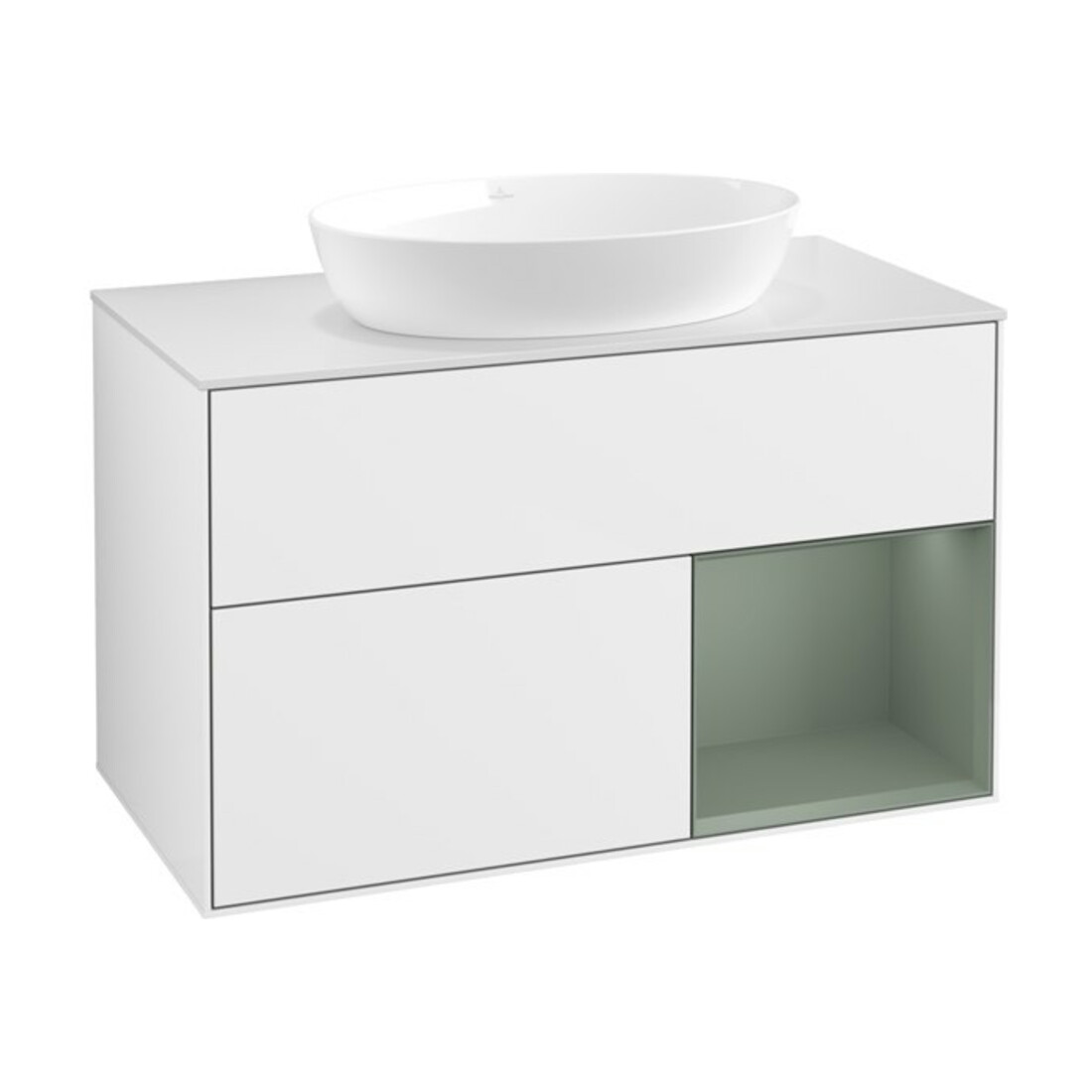 V&B Meuble sous lavabo Finion 100, blanc brillant, laqué