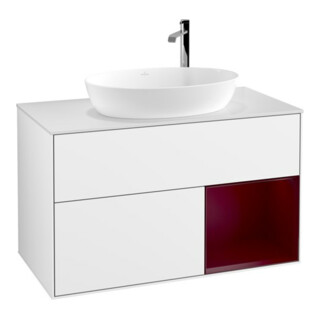 V&B Meuble sous-lavabo Finion 100, blanc brillant, laqué