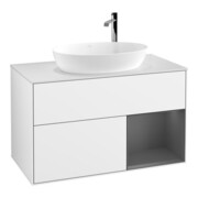 V&B Meuble sous lavabo Finion 100, blanc brillant, laqué