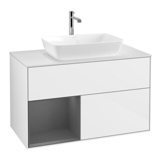 V&B Meuble sous lavabo Finion 100, blanc brillant, laqué