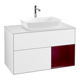 V&B Meuble sous lavabo Finion 100, blanc brillant, laqué