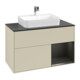 V&B Meuble sous lavabo Finion 100, blanc brillant, poignée rouge brillant, gris brillant-1