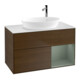 V&B Meuble sous lavabo Finion 100, blanc brillant, tiroir huilé, placage noyer-1