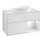 V&B Meuble sous lavabo Finion 100, blanc mat, 1 porte blanc mat laqué-1