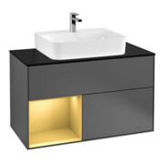 V&B Meuble sous-lavabo Finion 100, blanc mat, 1 tiroir à gauche, anthracite mat