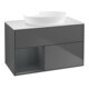 V&B Meuble sous lavabo Finion 100, blanc mat, avec tiroir médian, anthracite mat-1