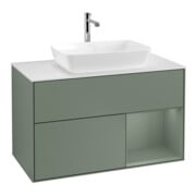 V&B Meuble sous lavabo Finion 100, Blanc mat, Bois huilé avec laque
