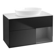 V&B Meuble sous lavabo Finion 100, blanc mat, côté A mat laqué, bleu mat laqué
