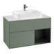 V&B Meuble sous-lavabo Finion 100, blanc mat, côté droit, bleu mat laqué, olivier mat laqué-1