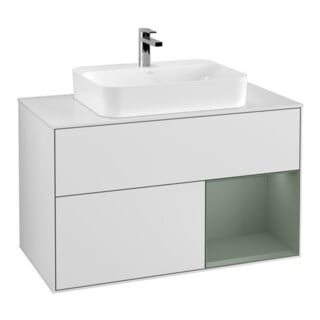 V&B Meuble sous lavabo Finion 100, blanc mat, côté droit, huilé mat laqué blanc
