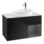 V&B Meuble sous lavabo Finion 100, blanc mat, côté droit mat laqué, bleu mat laqué