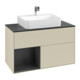 V&B Meuble sous-lavabo Finion 100, blanc mat, côté gauche, blanc mat laqué, poignée grise mat laquée-4