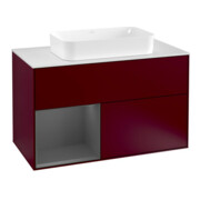 V&B Meuble sous lavabo Finion 100, blanc mat, étagère gauche anthracite mat, Peo m