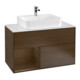 V&B Meuble sous-lavabo Finion 100, blanc mat, étagère gauche, chêne sauvage-1