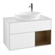 V&B Meuble sous lavabo Finion 100, blanc mat, étagère noyer verni, blanc laqué brillant-1
