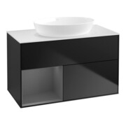 V&B Meuble sous lavabo Finion 100, blanc mat, façade A mat laqué, bleu mat laqué
