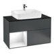 V&B Meuble sous lavabo Finion 100, blanc mat, façade laque gris clair, dessus laque bleu mat-1