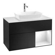 V&B Meuble sous lavabo Finion 100, blanc mat, façade laquée blanche, bleu mat laqué-1