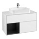 V&B Meuble sous-lavabo Finion 100, blanc mat, façade laquée bleue, brillant blanc lacqué-1