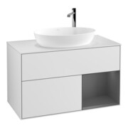 V&B Meuble sous-lavabo Finion 100, blanc mat, face A mat laqué, blanc mat laqué