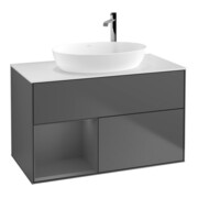 V&B Meuble sous lavabo Finion 100, blanc mat, face A mate laquée, anthracite m