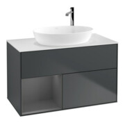 V&B Meuble sous-lavabo Finion 100, blanc mat, face A mate laquée, avec tiroir mat laqué-1