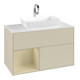 V&B Meuble sous lavabo Finion 100, blanc mat, face argent mat laqué, côté argent mat laqué