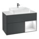 V&B Meuble sous lavabo Finion 100, blanc mat, face rouge grenat, laqué mat bleu-1