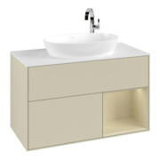 V&B Meuble sous lavabo Finion 100, blanc mat, gris argent mat laqué, gris argent mat laqué
