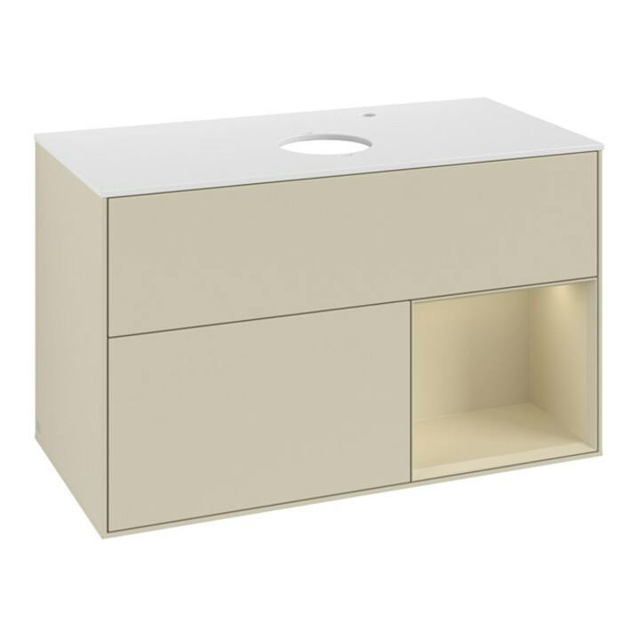 V&B Meuble sous lavabo Finion 100, blanc mat, gris argent mat laqué, gris argent mat laqué