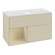 V&B Meuble sous lavabo Finion 100, blanc mat, gris clair mat laqué, gris clair mat laqué