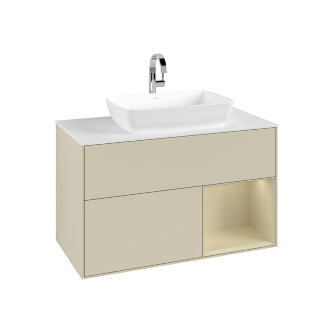 V&B Meuble sous lavabo Finion 100, blanc mat, gris clair mat laqué, gris clair mat laqué