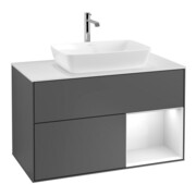 V&B Meuble sous lavabo Finion 100, blanc mat, laqué brillant, anthracite m