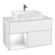 V&B Meuble sous lavabo Finion 100, blanc mat, laqué brillant blanc-1
