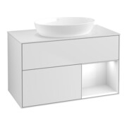 V&B Meuble sous lavabo Finion 100, blanc mat, laqué brillant blanc, mat laqué