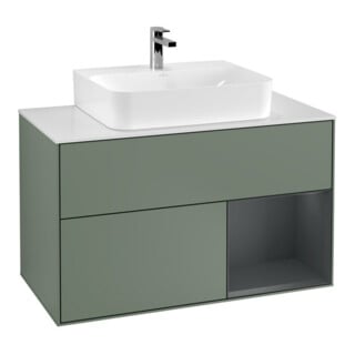 V&B Meuble sous lavabo Finion 100, blanc mat, laqué rouge mat brillant, huile mat laqué