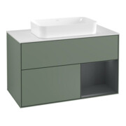 V&B Meuble sous-lavabo Finion 100, blanc mat, laque rouge moyen mat, huile mat laque