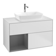 V&B Meuble sous lavabo Finion 100, blanc mat, poignée A mat laqué, blanc mat laqué