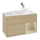 V&B Meuble sous lavabo Finion 100, blanc mat, poignée argent mat, laqué, ouverture ventrale-1